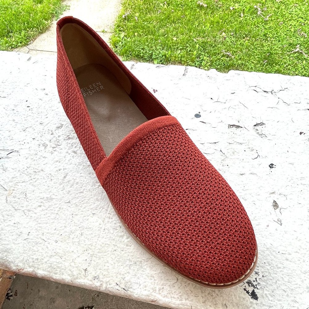 EILEEN FISHER Demi Knit Eco Recycled Red Stretch Slip-on Shoes 10 9.5 New $140